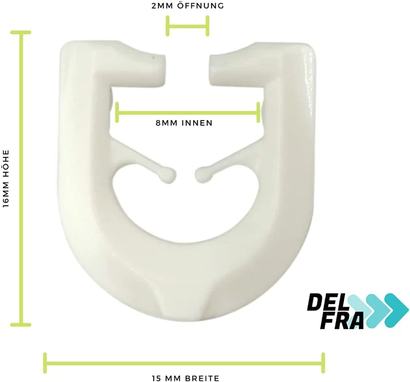 DELFRA 100 T-Gleiter - Gardinenhaken für T-Schienen Farbe: weiß