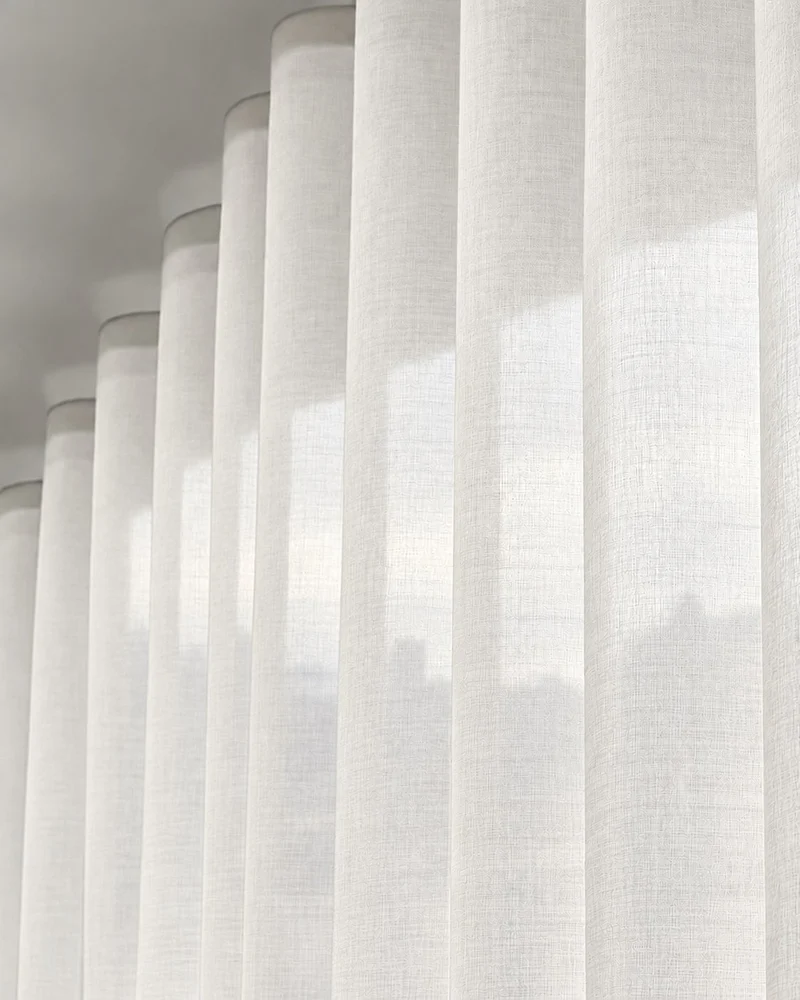 Yarn Sheer Ripple Fold Custom Curtains With Track