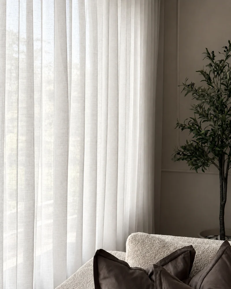 Yarn Sheer Ripple Fold Custom Curtains With Track