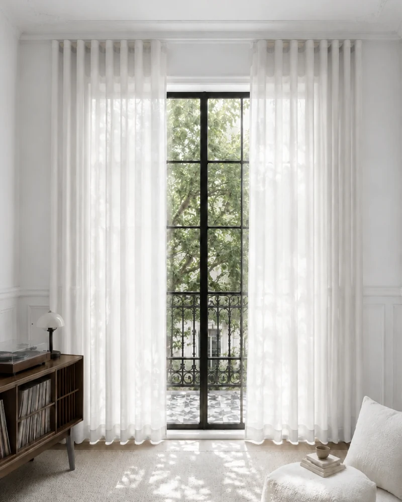 Yarn Sheer Ripple Fold Custom Curtains With Track