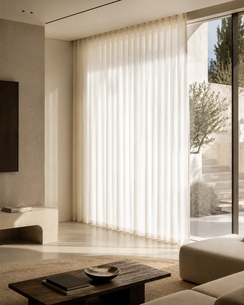 Yarn Sheer Ripple Fold Custom Curtains With Track