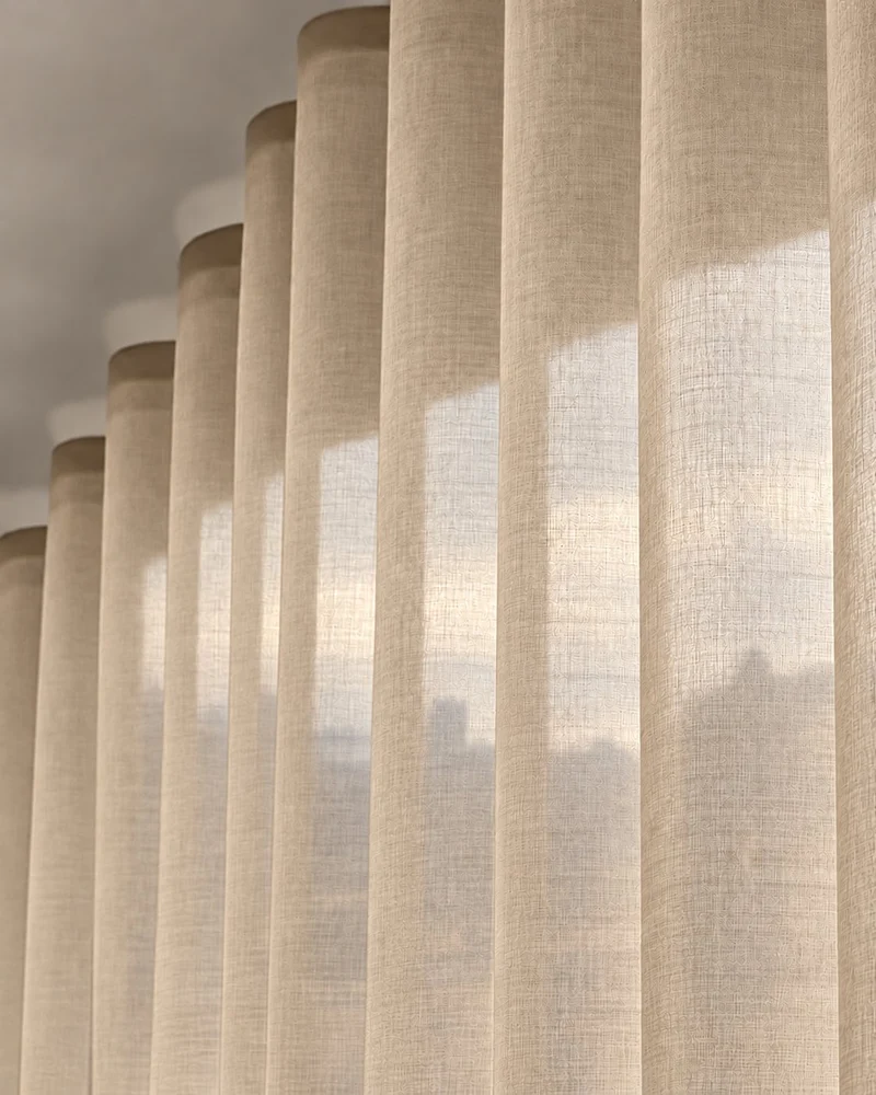 Yarn Sheer Ripple Fold Custom Curtains With Track
