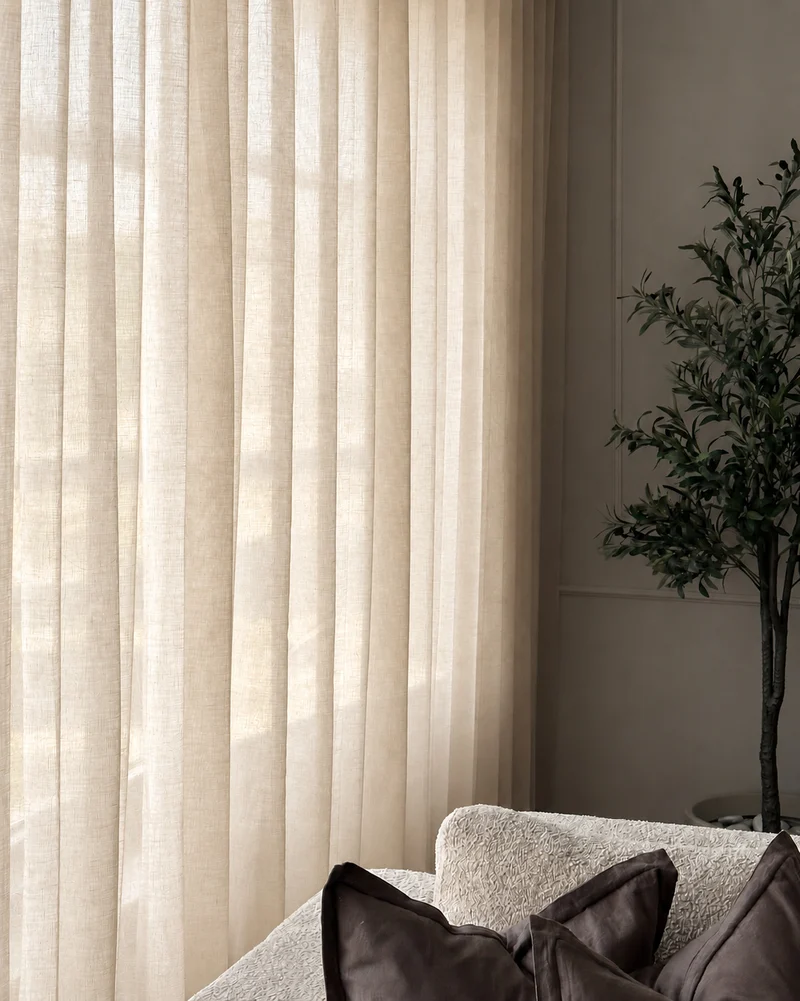 Yarn Sheer Ripple Fold Custom Curtains With Track