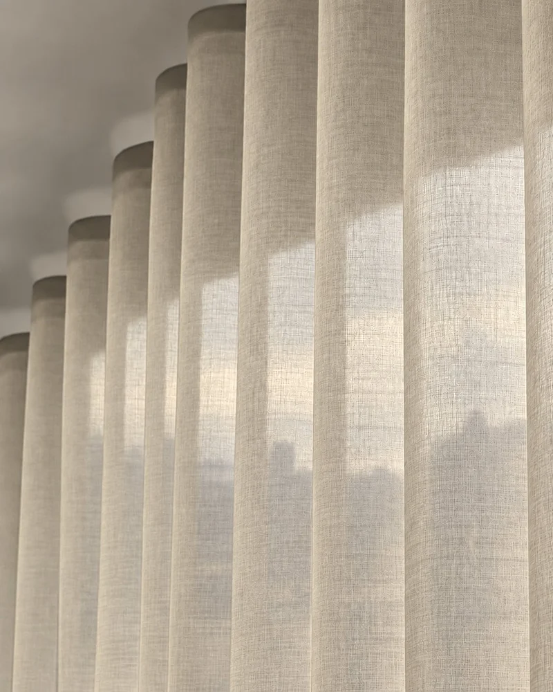 Yarn Sheer Ripple Fold Custom Curtains With Track