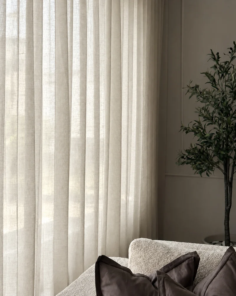 Yarn Sheer Ripple Fold Custom Curtains With Track