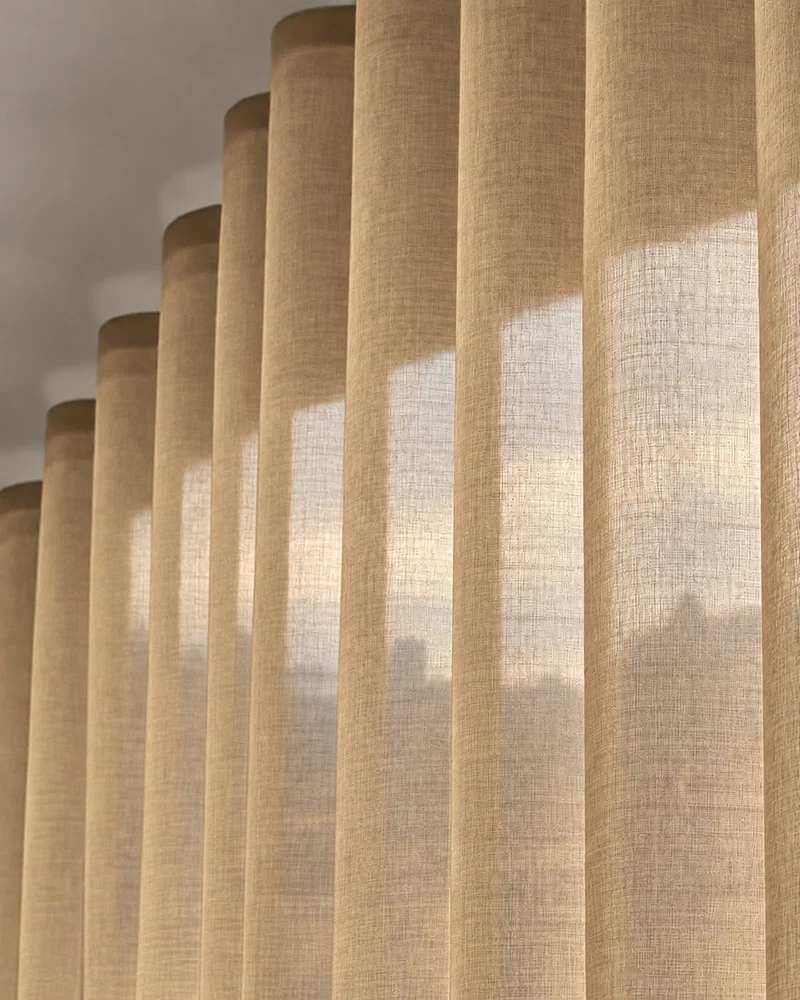 Yarn Sheer Ripple Fold Custom Curtains With Track