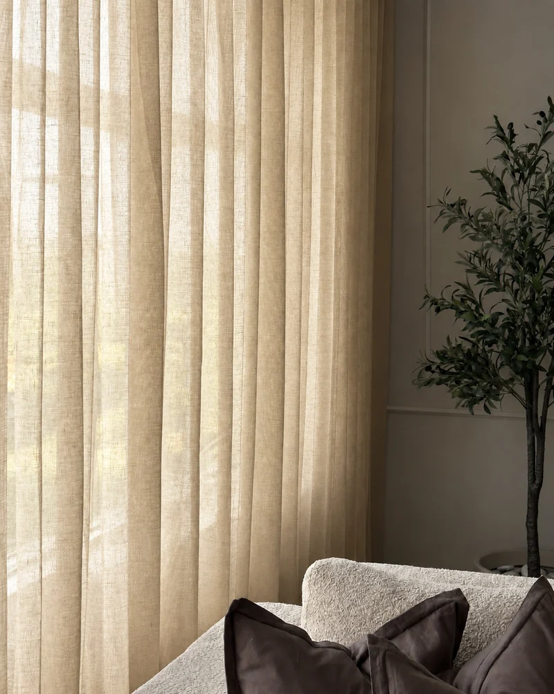 Yarn Sheer Ripple Fold Custom Curtains With Track