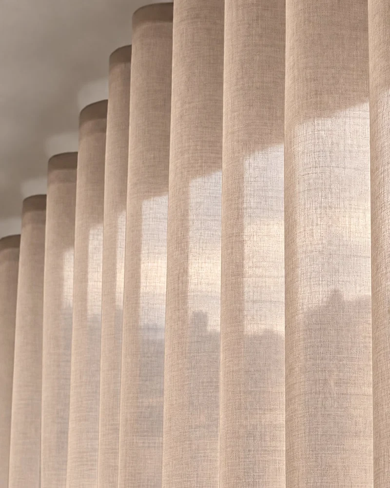Yarn Sheer Ripple Fold Custom Curtains With Track
