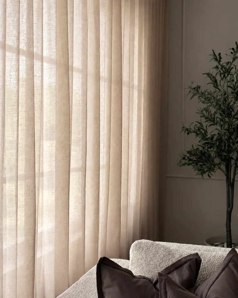 Yarn Sheer Ripple Fold Custom Curtains With Track