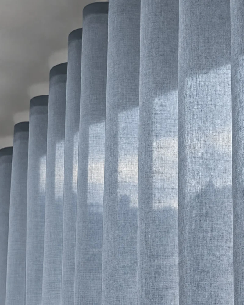 Yarn Sheer Ripple Fold Custom Curtains With Track