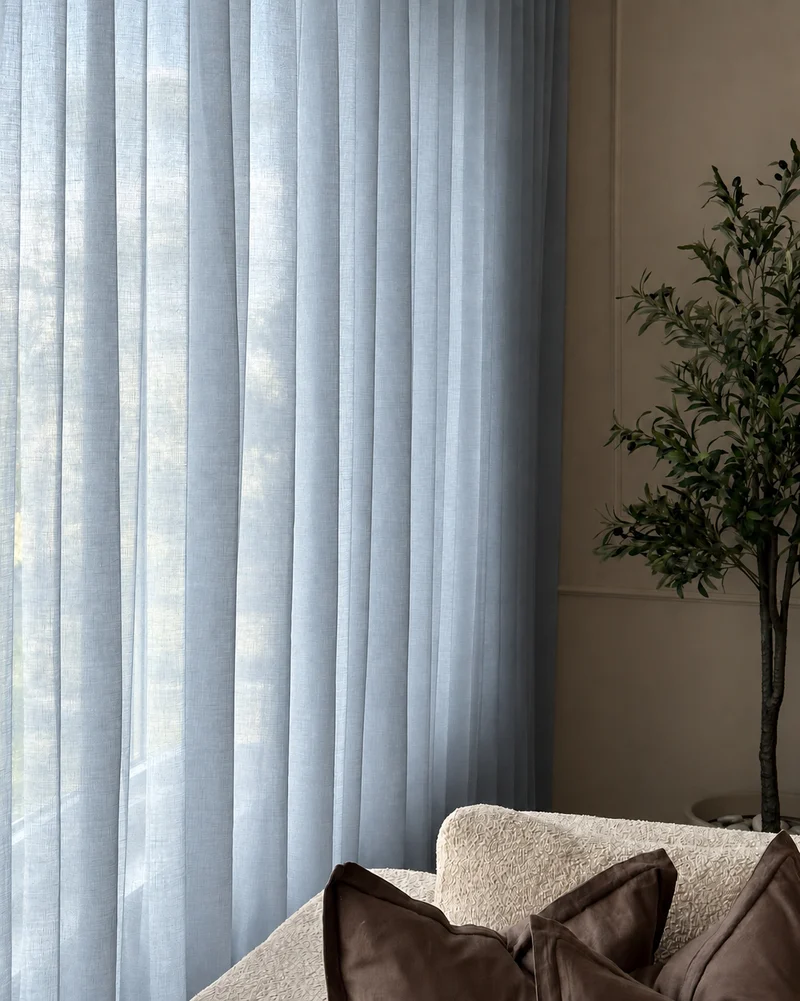 Yarn Sheer Ripple Fold Custom Curtains With Track