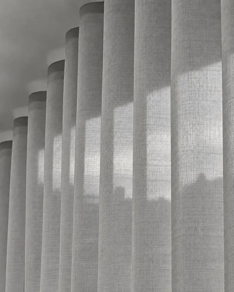 Yarn Sheer Ripple Fold Custom Curtains With Track