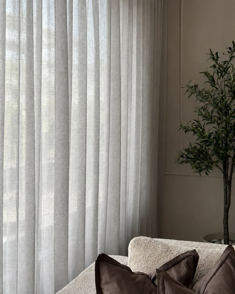 Yarn Sheer Ripple Fold Custom Curtains With Track