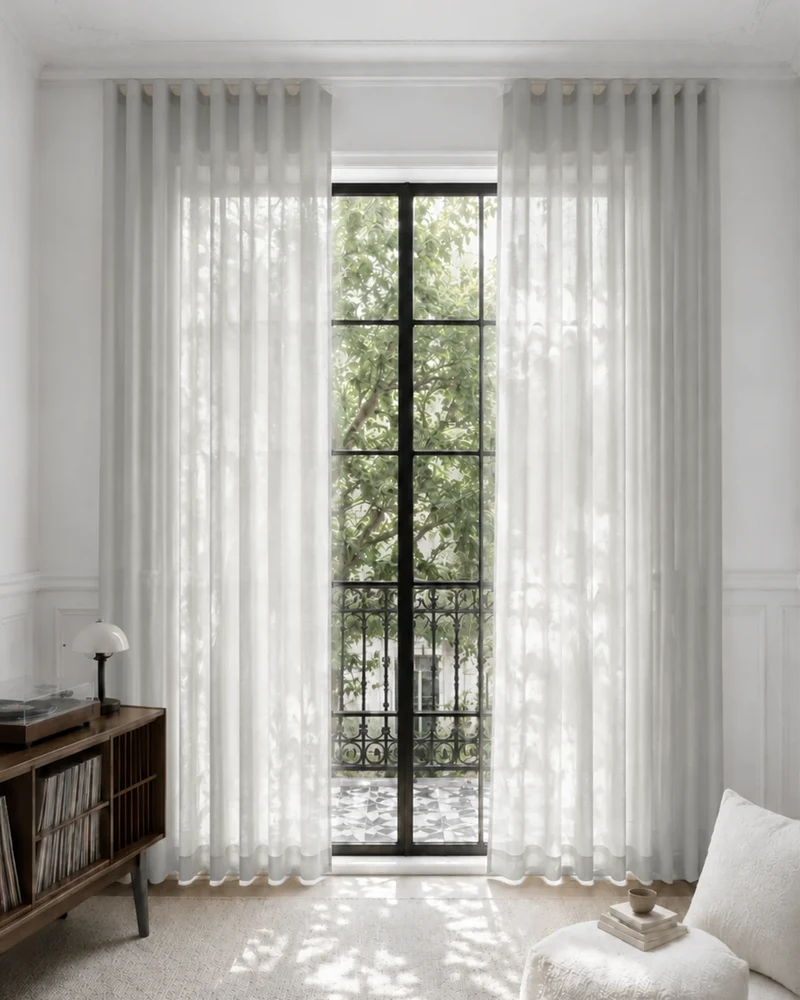 Yarn Sheer Ripple Fold Custom Curtains With Track