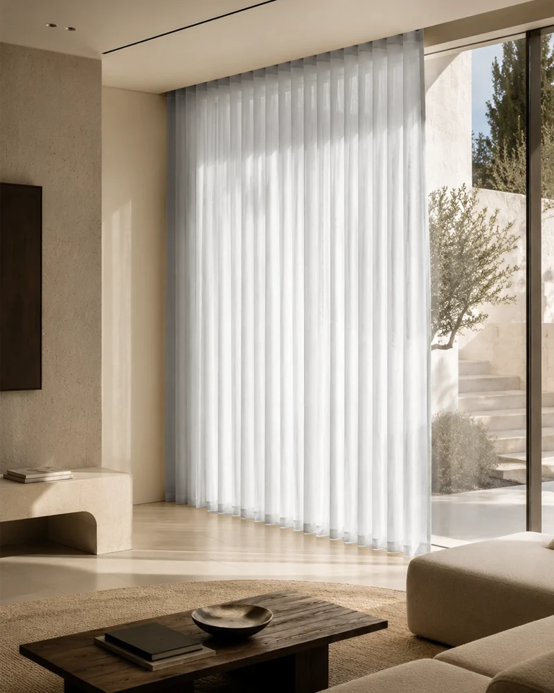 Yarn Sheer Ripple Fold Custom Curtains With Track