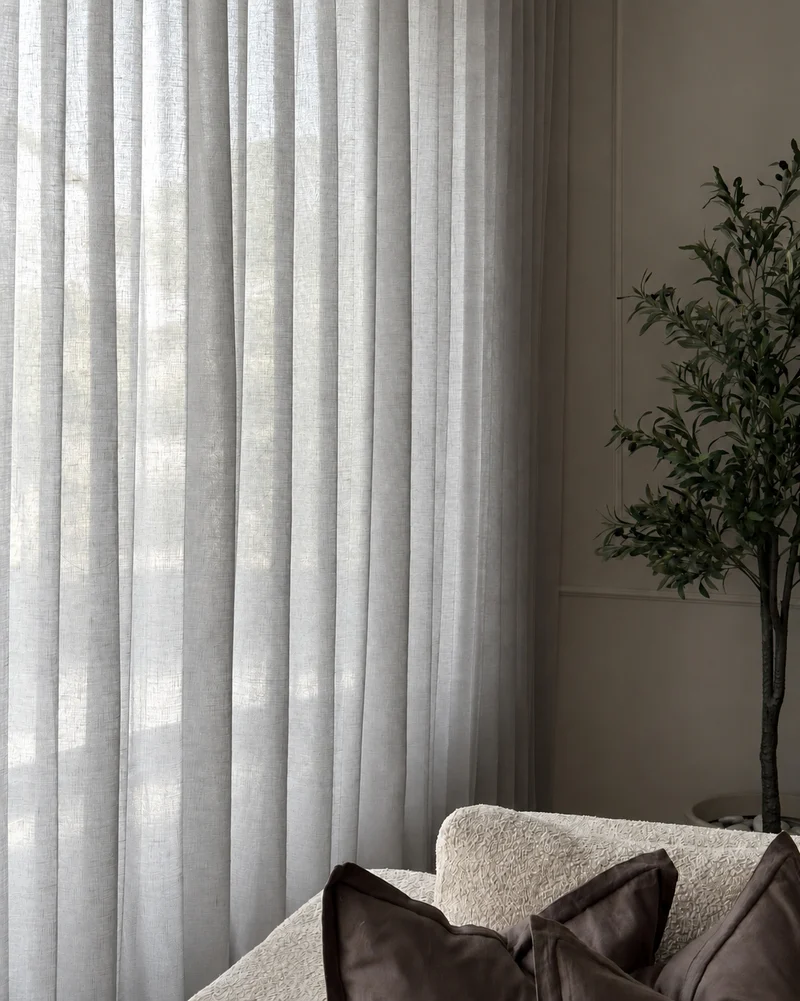Yarn Sheer Ripple Fold Custom Curtains With Track