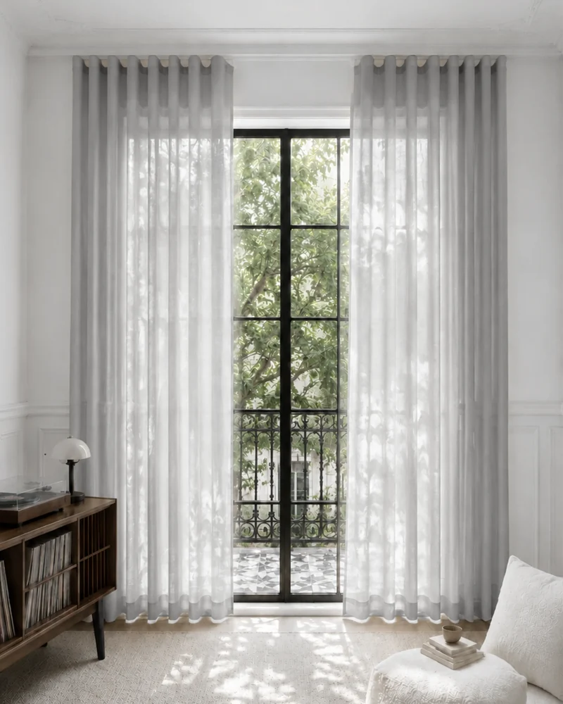 Yarn Sheer Ripple Fold Custom Curtains With Track