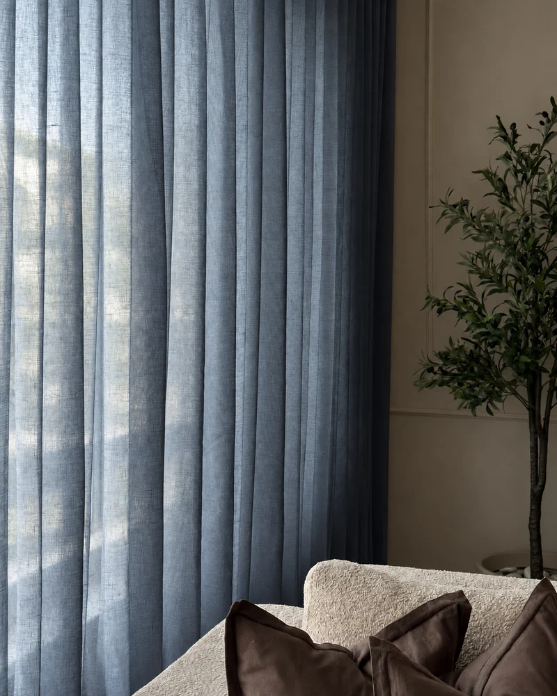 Yarn Sheer Ripple Fold Custom Curtains With Track