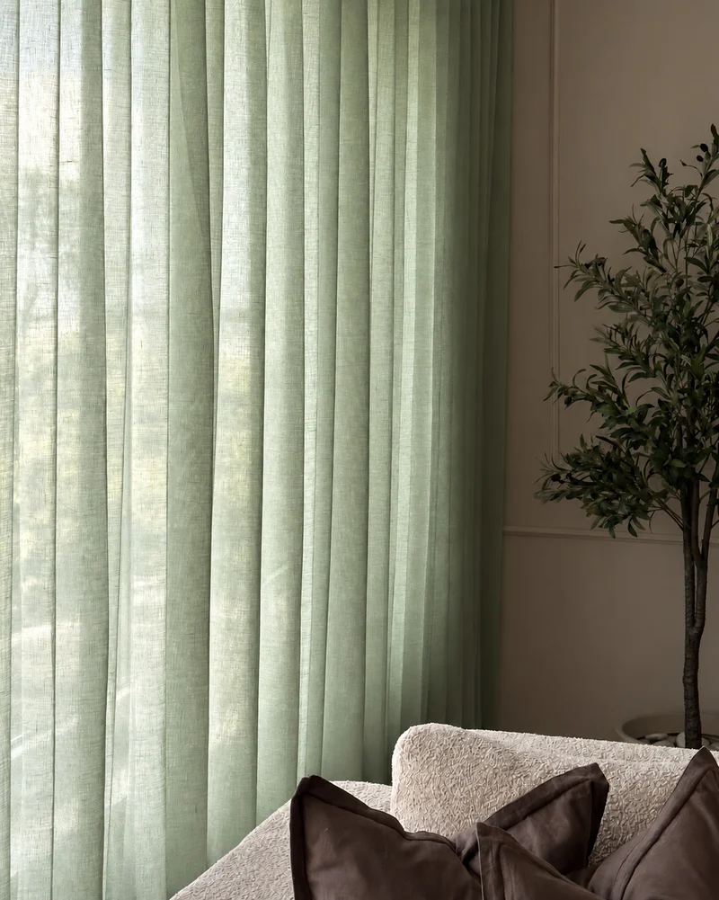 Yarn Sheer Ripple Fold Custom Curtains With Track
