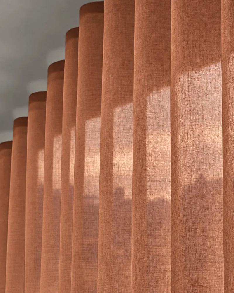 Yarn Sheer Ripple Fold Custom Curtains With Track