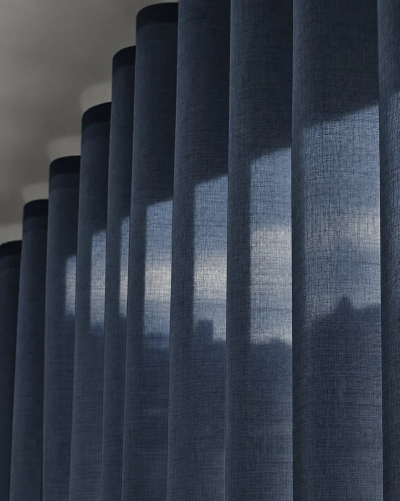 Yarn Sheer Ripple Fold Custom Curtains With Track