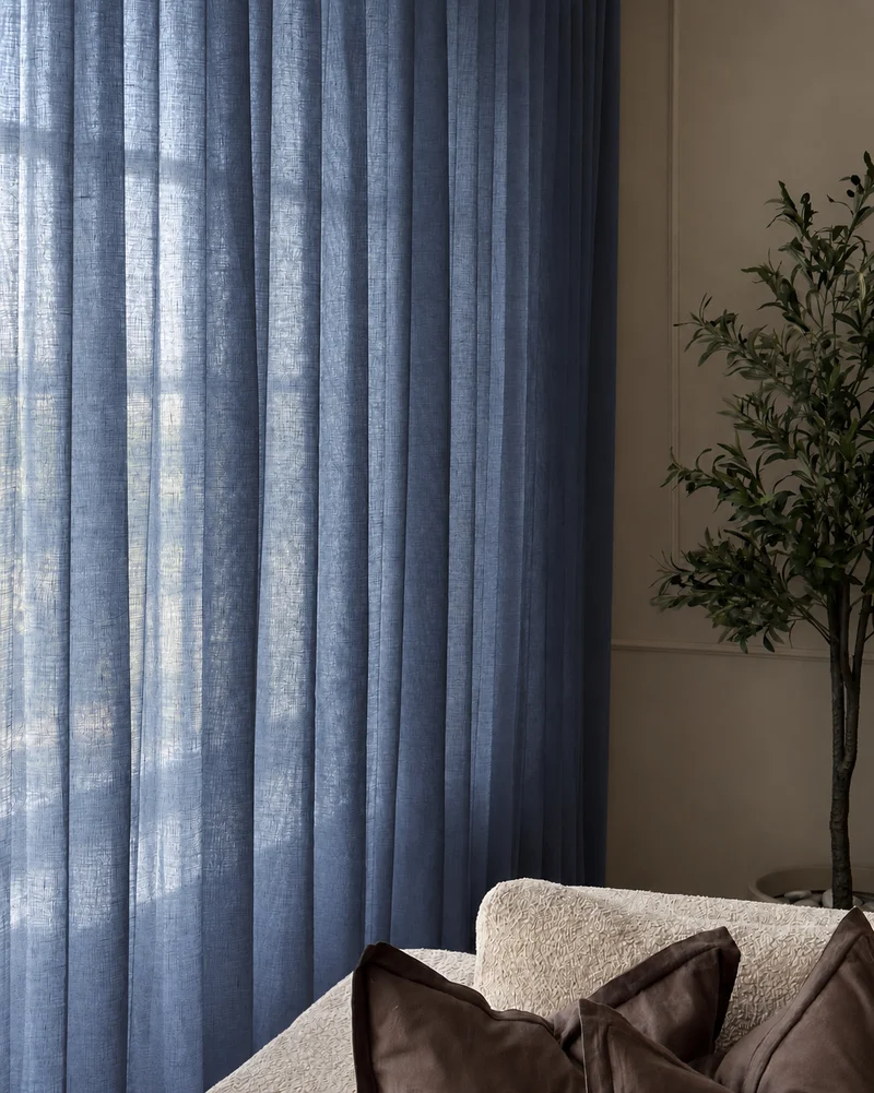 Yarn Sheer Ripple Fold Custom Curtains With Track
