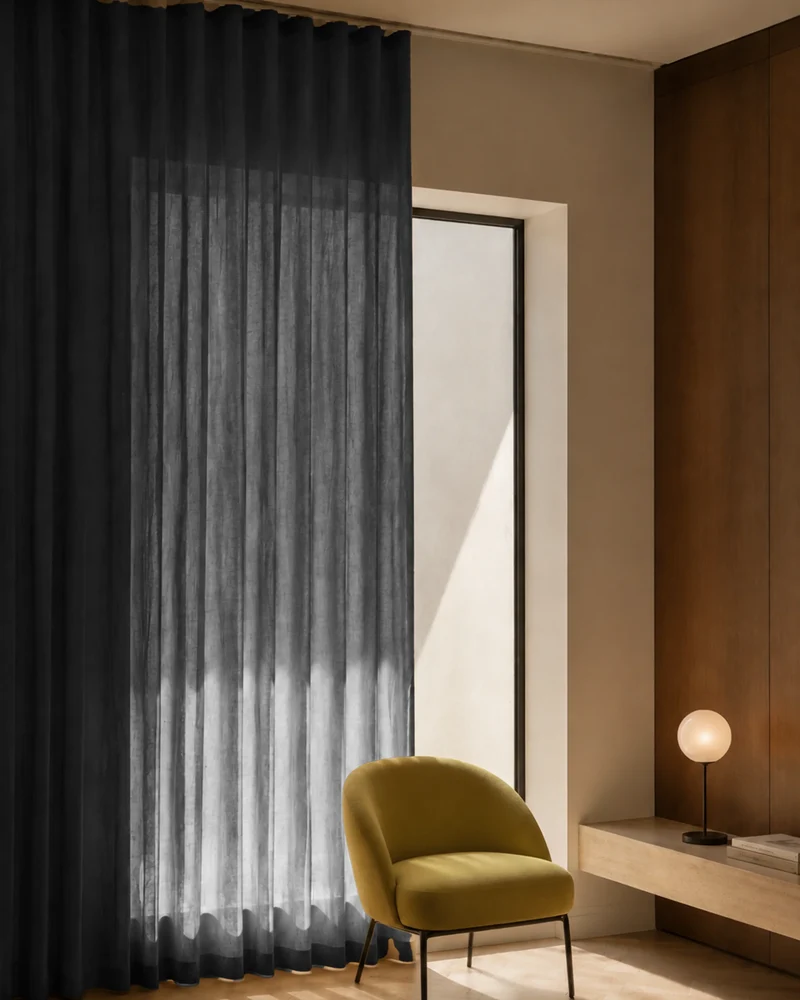 Yarn Sheer Ripple Fold Custom Curtains With Track