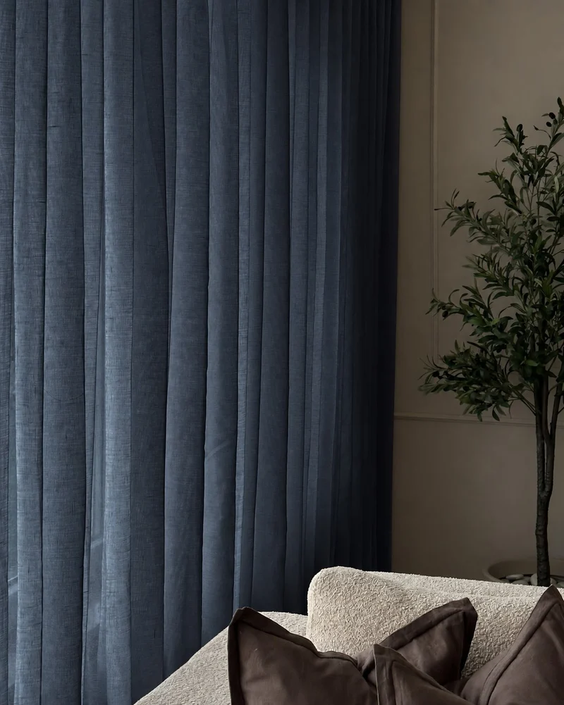 Yarn Sheer Ripple Fold Custom Curtains With Track