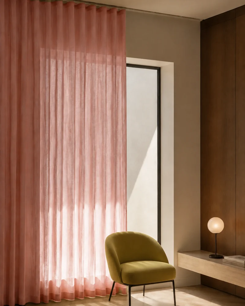 Yarn Sheer Ripple Fold Custom Curtains With Track