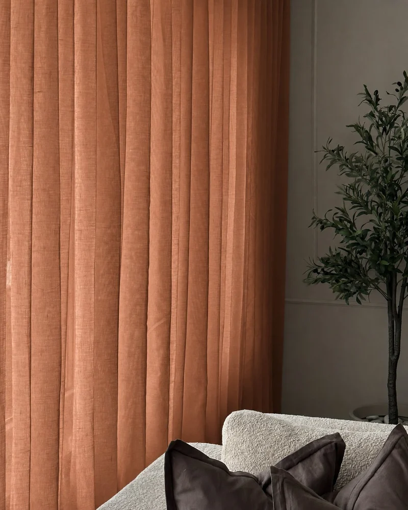Yarn Sheer Ripple Fold Custom Curtains With Track
