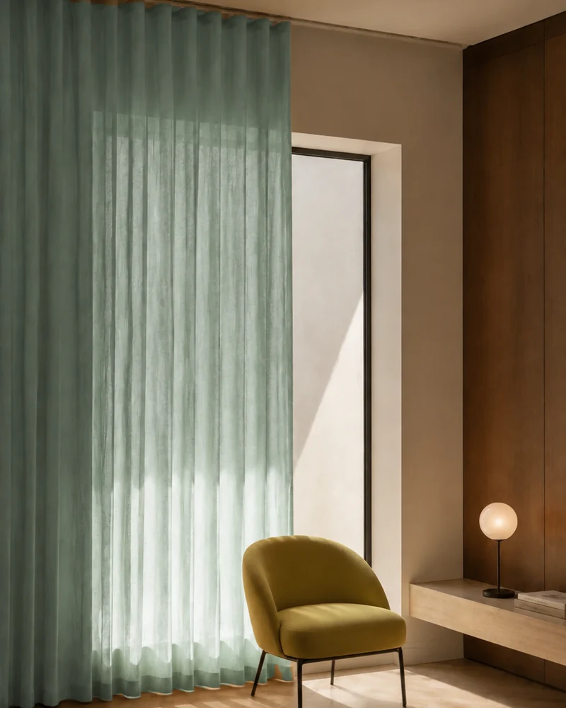 Yarn Sheer Ripple Fold Custom Curtains With Track