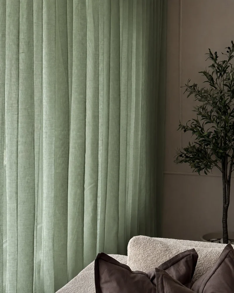 Yarn Sheer Ripple Fold Custom Curtains With Track