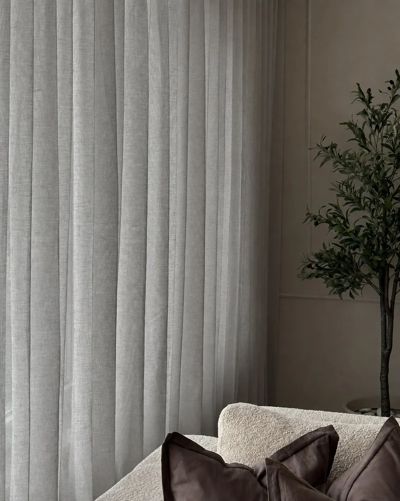 Yarn Sheer Ripple Fold Custom Curtains With Track