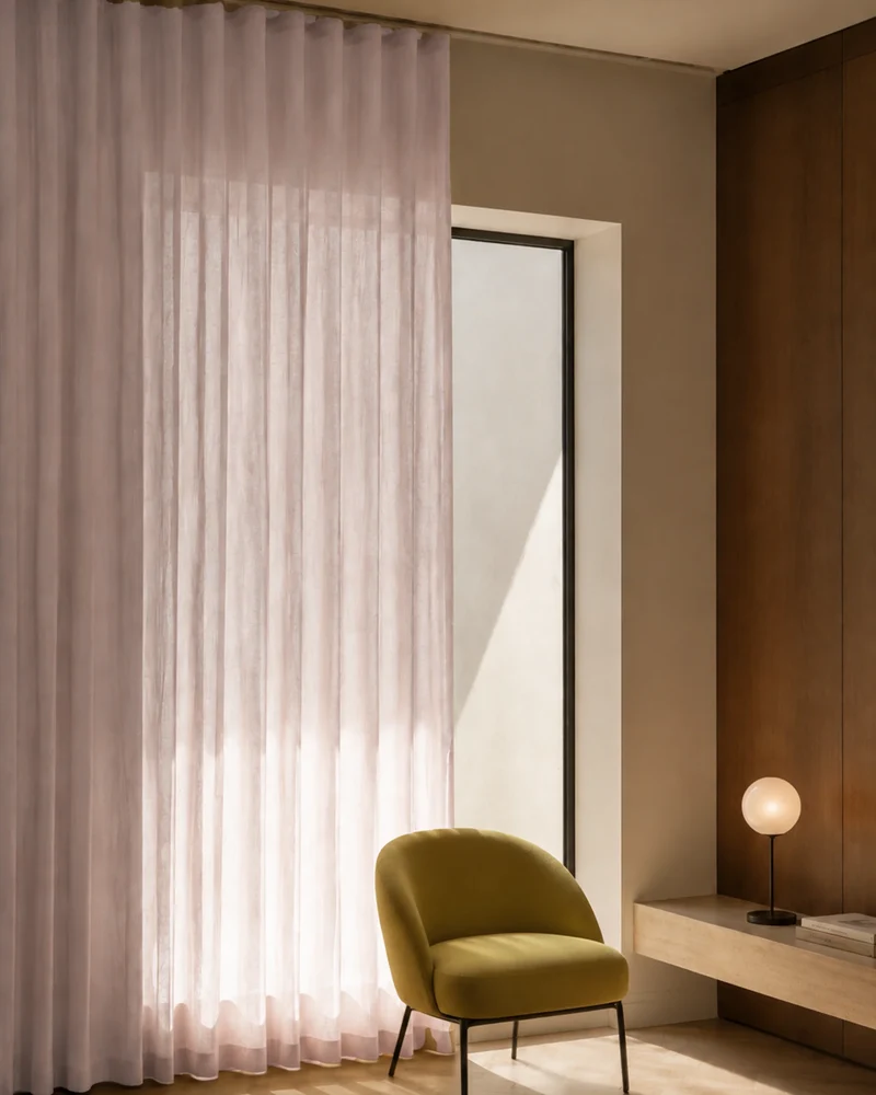 Yarn Sheer Ripple Fold Custom Curtains With Track