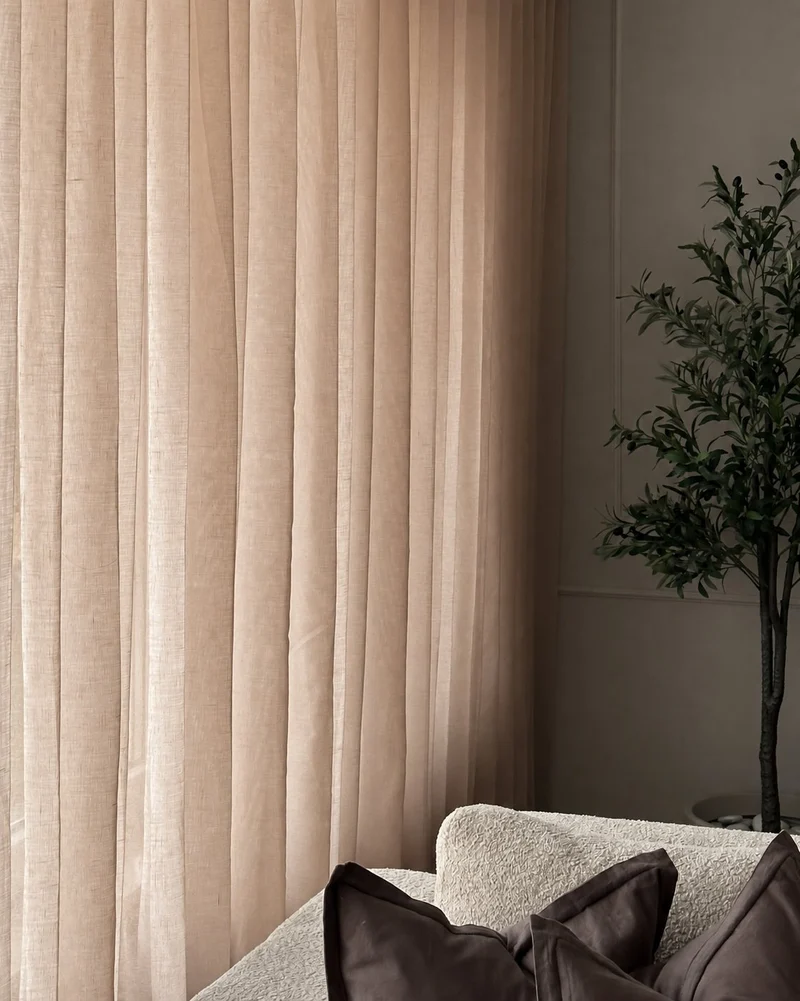 Yarn Sheer Ripple Fold Custom Curtains With Track
