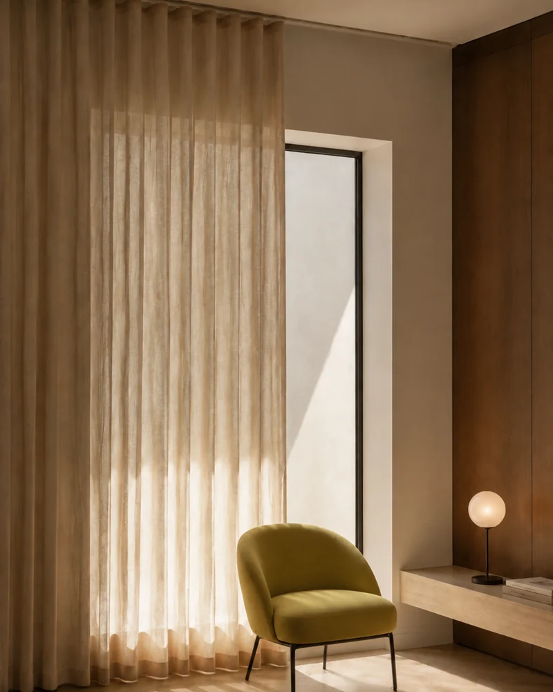Yarn Sheer Ripple Fold Custom Curtains With Track