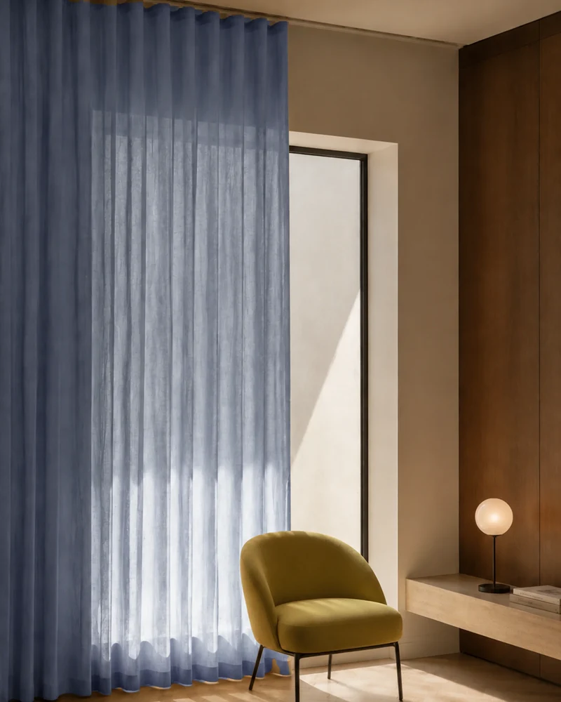 Yarn Sheer Ripple Fold Custom Curtains With Track