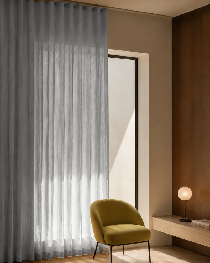 Yarn Sheer Ripple Fold Custom Curtains With Track