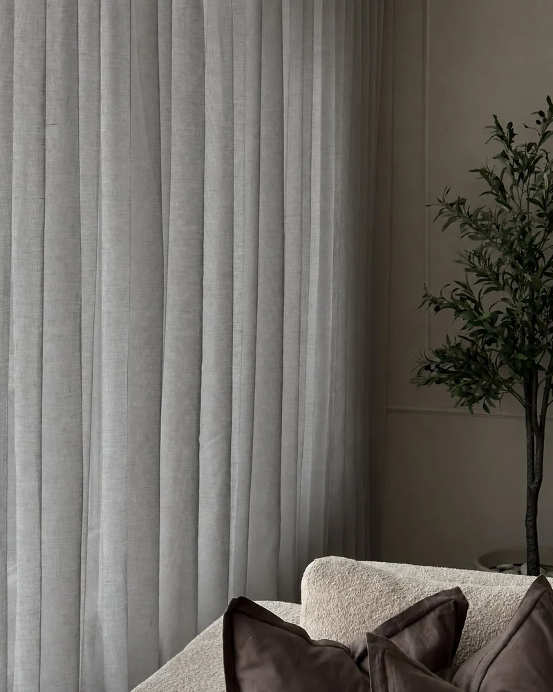 Yarn Sheer Ripple Fold Custom Curtains With Track