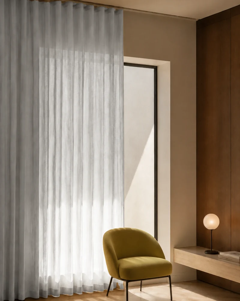 Yarn Sheer Ripple Fold Custom Curtains With Track