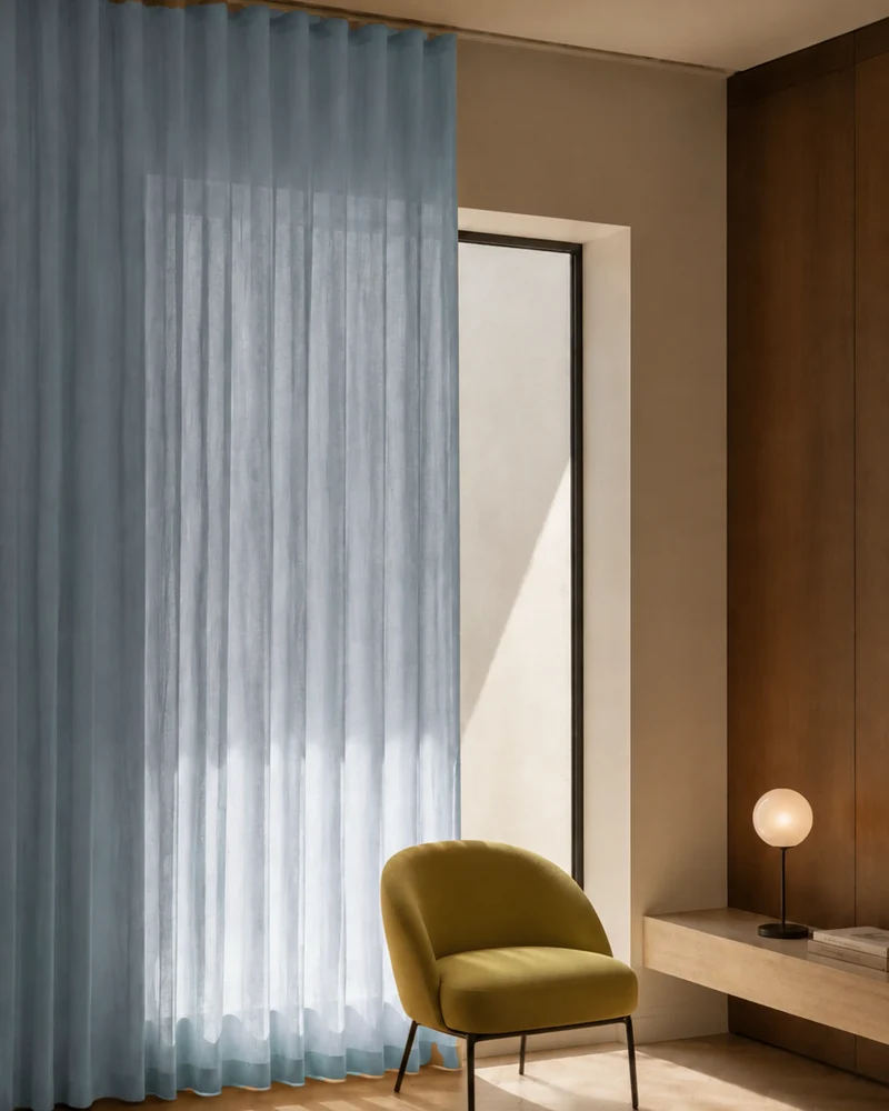 Yarn Sheer Ripple Fold Custom Curtains With Track