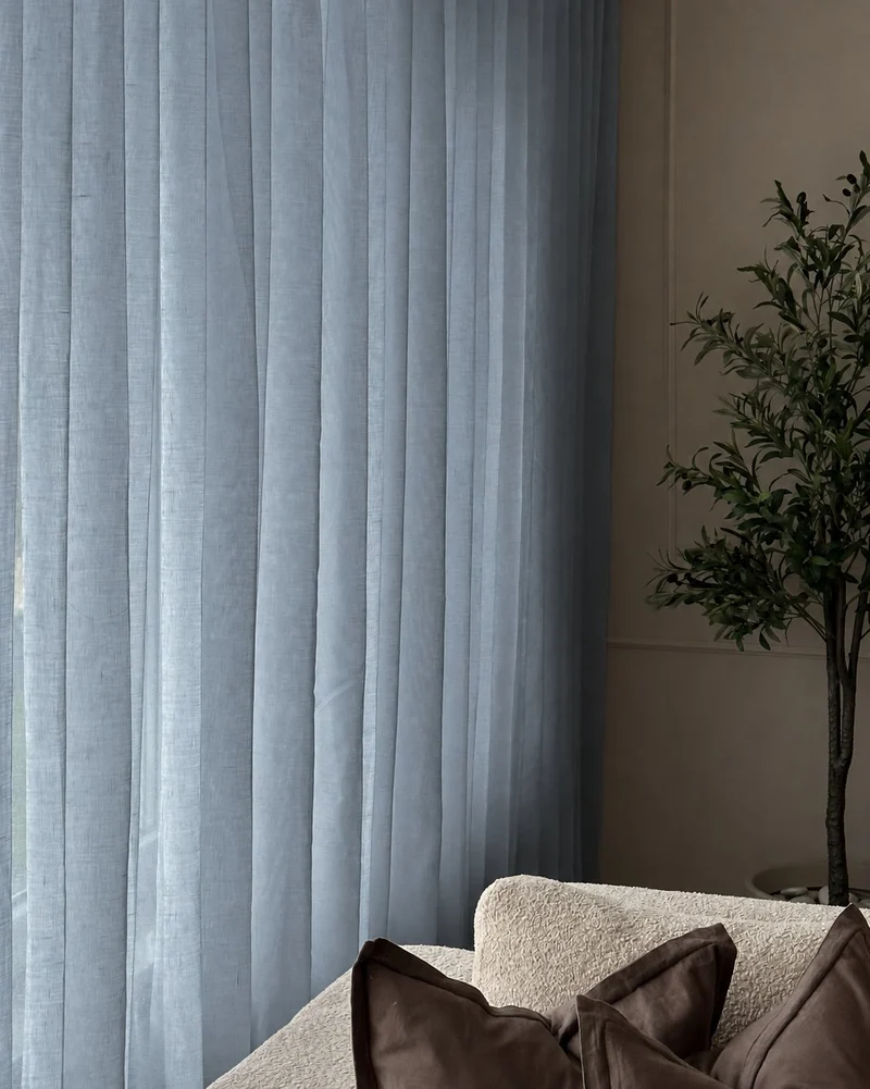 Yarn Sheer Ripple Fold Custom Curtains With Track