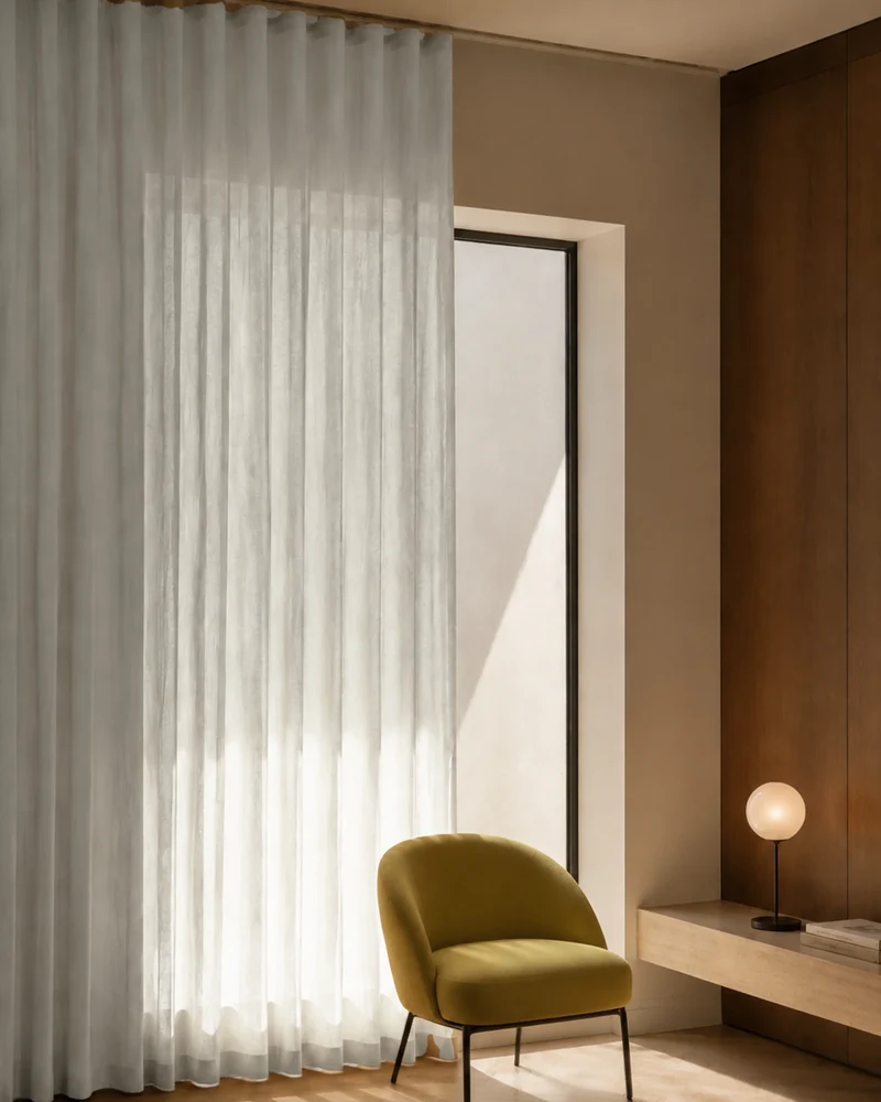 Yarn Sheer Ripple Fold Custom Curtains With Track