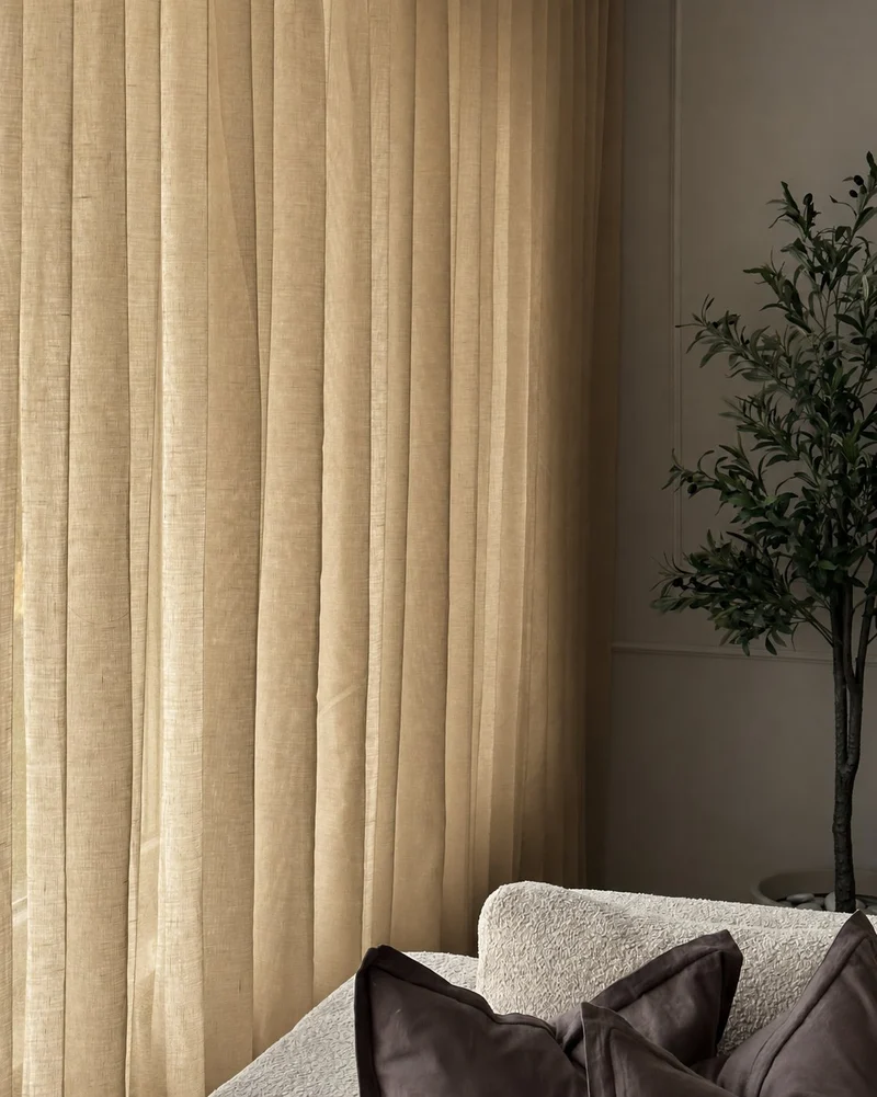 Yarn Sheer Ripple Fold Custom Curtains With Track