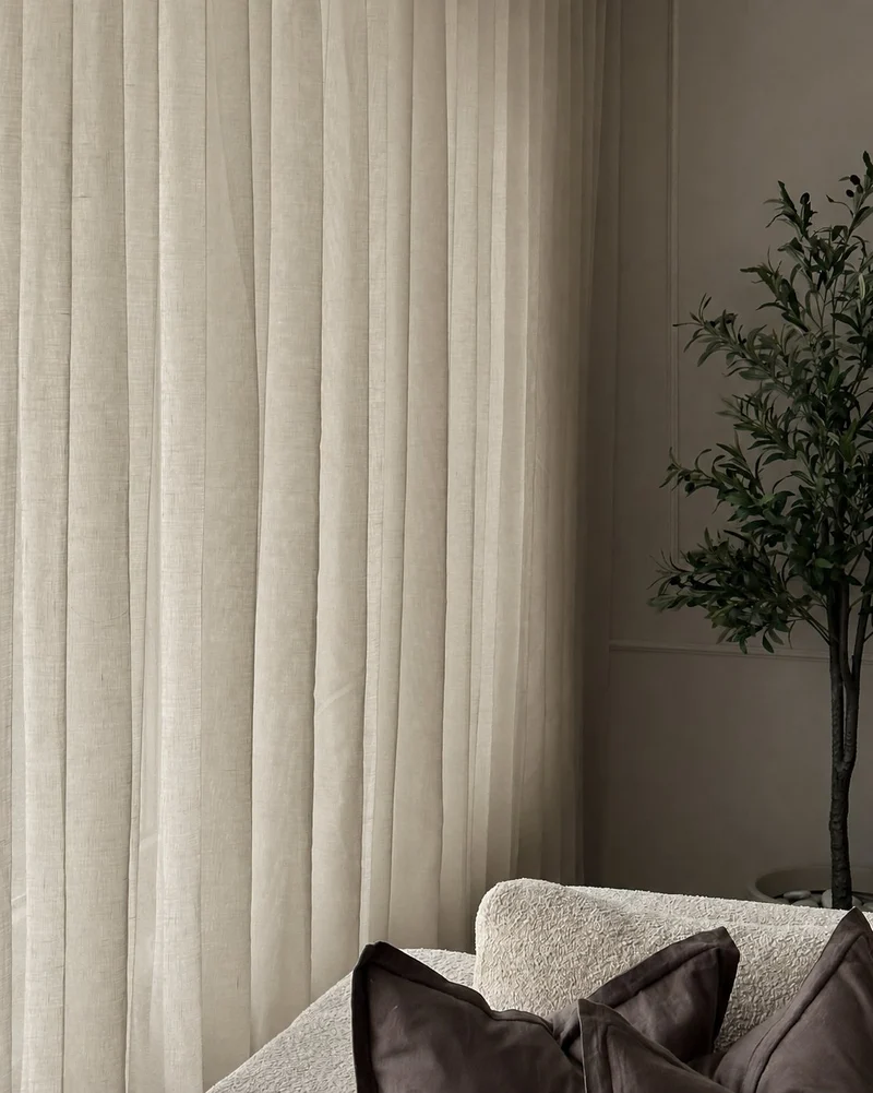 Yarn Sheer Ripple Fold Custom Curtains With Track