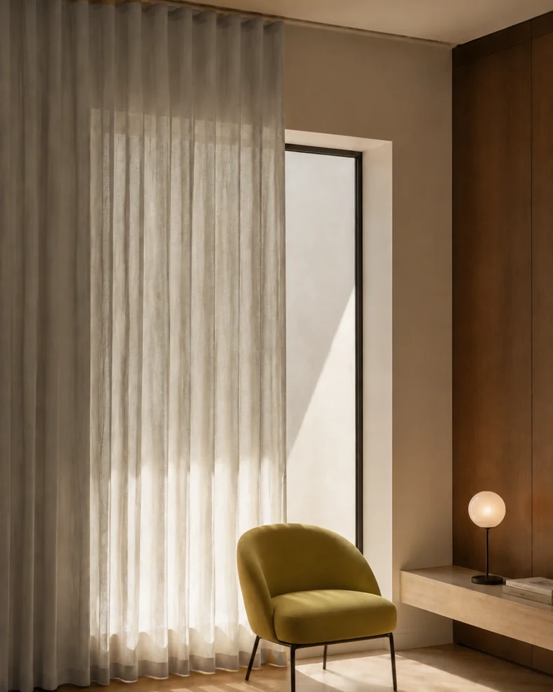 Yarn Sheer Ripple Fold Custom Curtains With Track