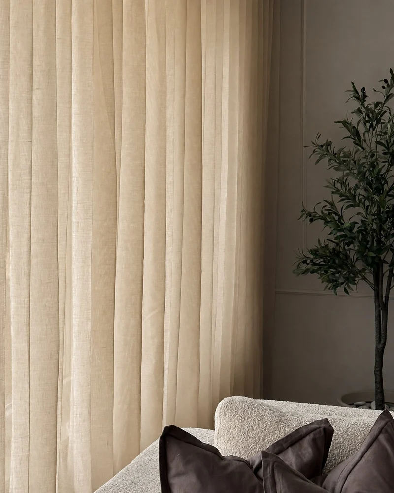 Yarn Sheer Ripple Fold Custom Curtains With Track