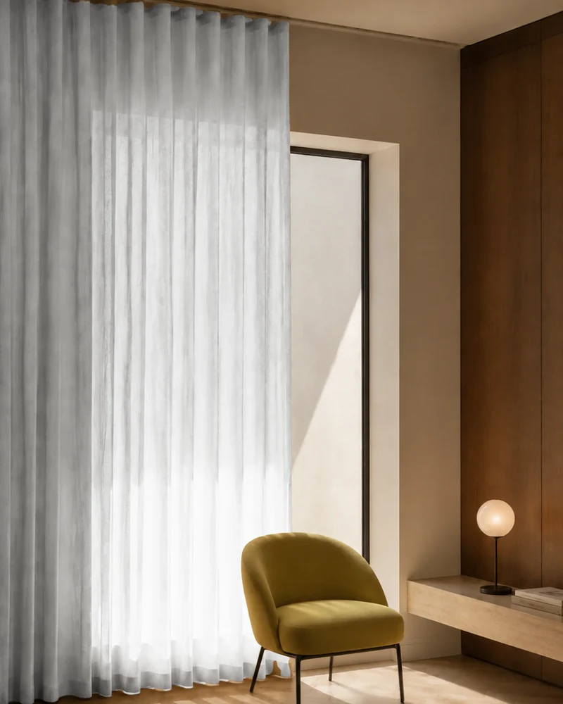 Yarn Sheer Ripple Fold Custom Curtains With Track