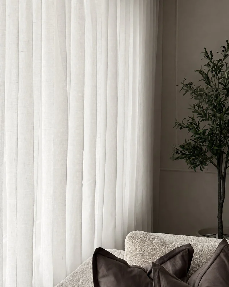 Yarn Sheer Ripple Fold Custom Curtains With Track