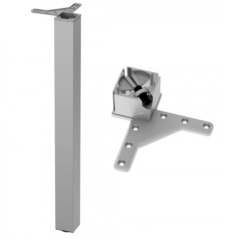 Quadratisches Tischbein 71 cm hoch - Aluminium, ZnAl Montageplatte